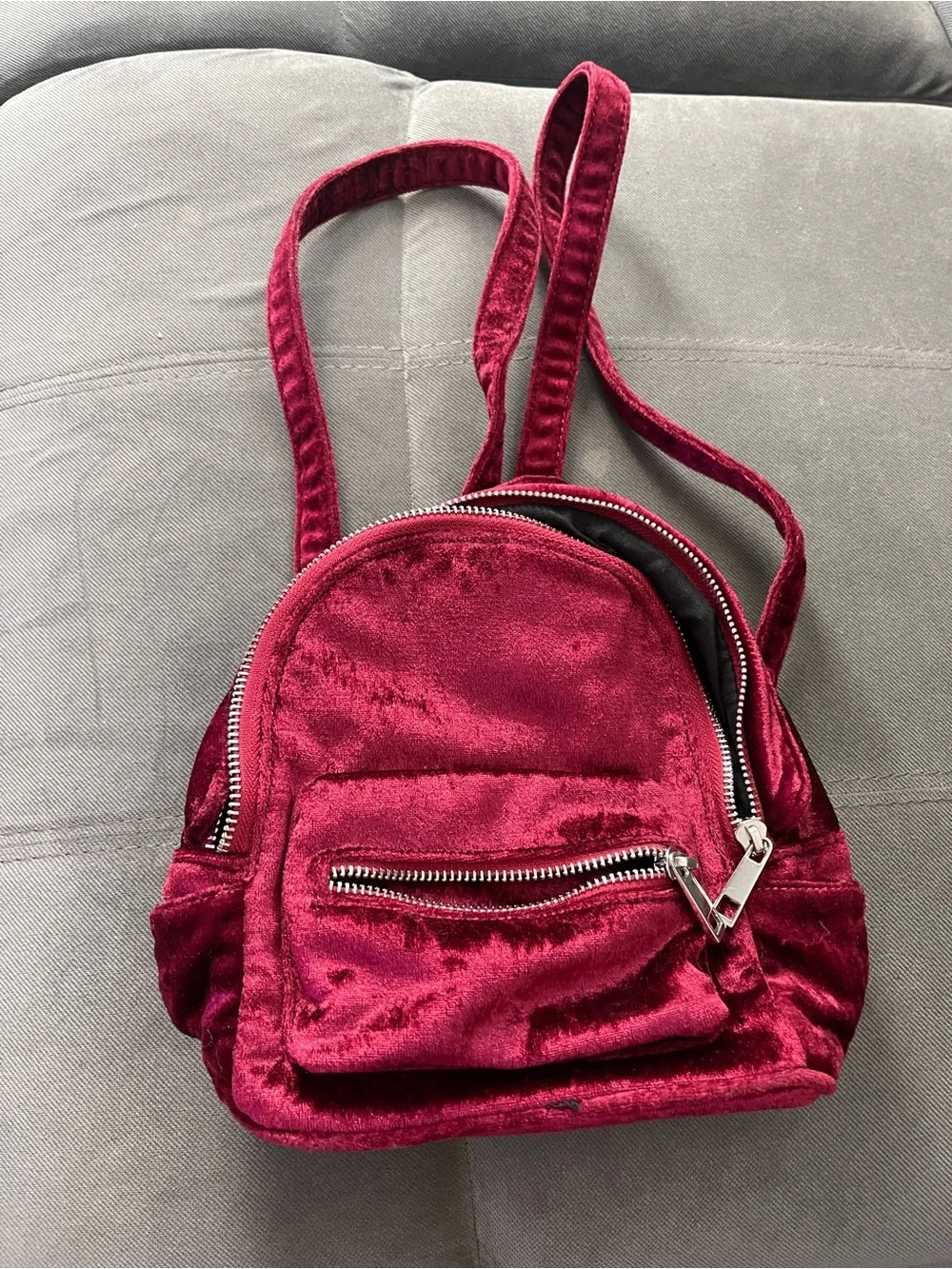 Forever 21 Velvet Mini Backpack - Wine